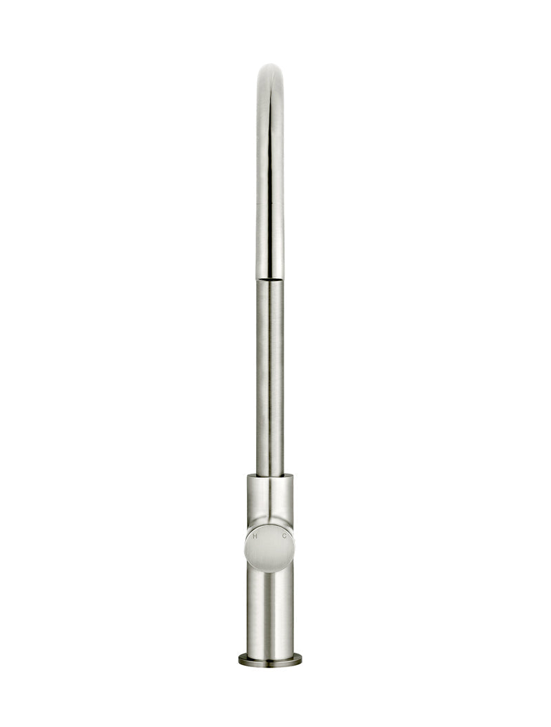 Round Pinless Piccola Pull Out Kitchen Mixer Tap - PVD Brushed Nickel