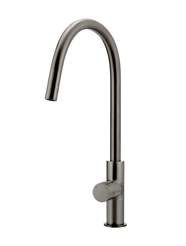Round Pinless Piccola Pull Out Kitchen Mixer Tap - Shadow Gunmetal