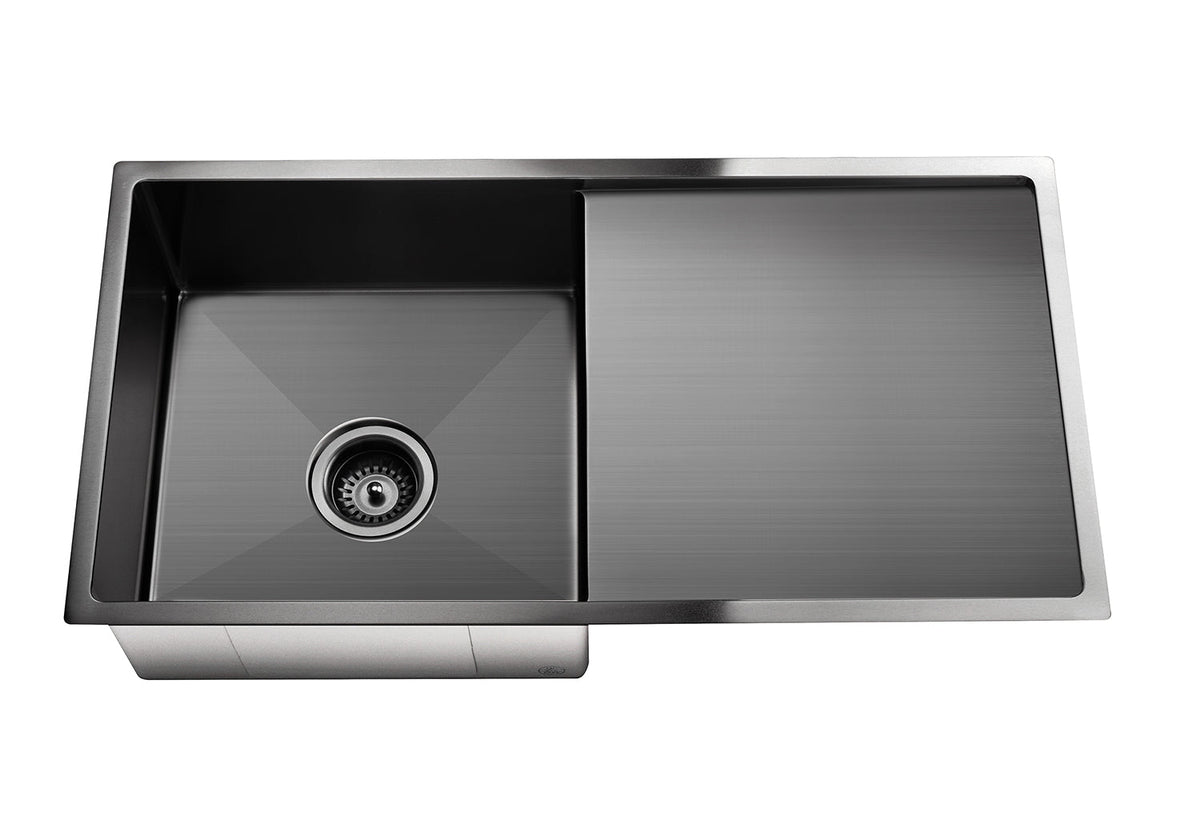 Lavello Kitchen Sink - Single Bowl &amp; Drainboard 840 x 440 - PVD Gunmetal Black