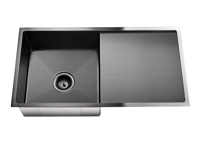 Lavello Kitchen Sink - Single Bowl &amp; Drainboard 840 x 440 - PVD Gunmetal Black