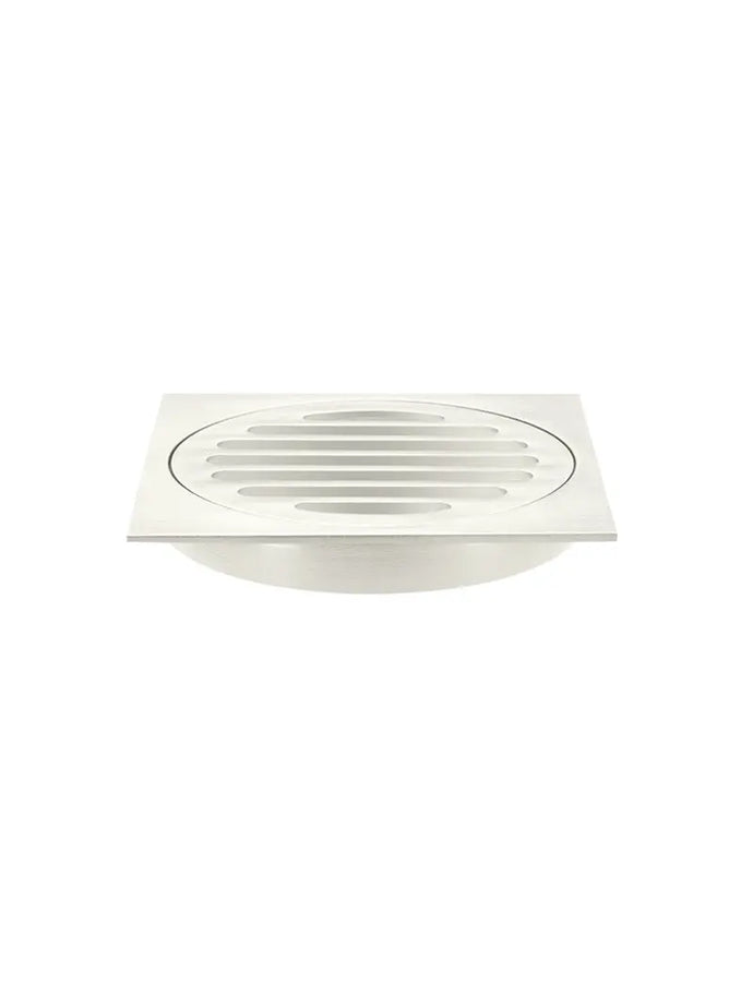 Square Floor Grate Shower Drain 100mm outlet - PVD Brushed Nickel Meir