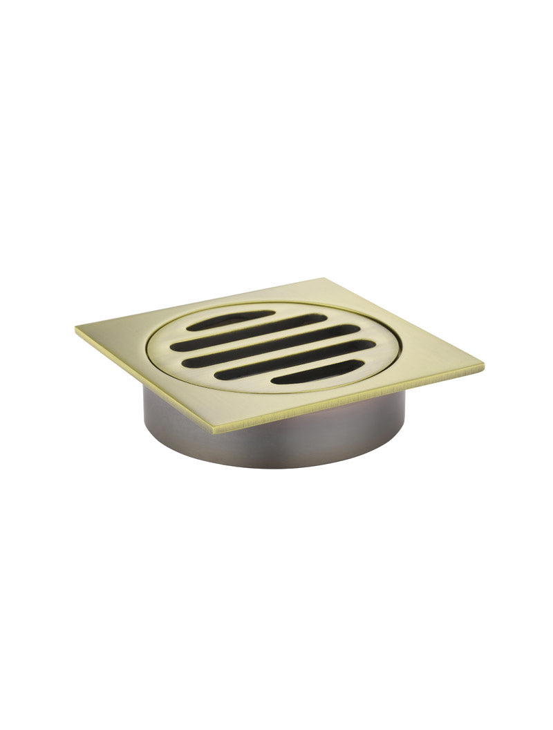 Square Floor Grate Shower Drain 80mm outlet - PVD Tiger Bronze