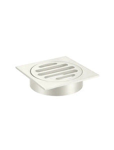 Square Floor Grate Shower Drain 80mm outlet - PVD Brushed Nickel Meir