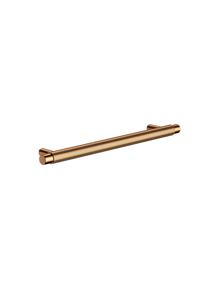 Oppen Round Pull 200mm Cabinet Handle (Linear Knurled) - Lustre Bronze