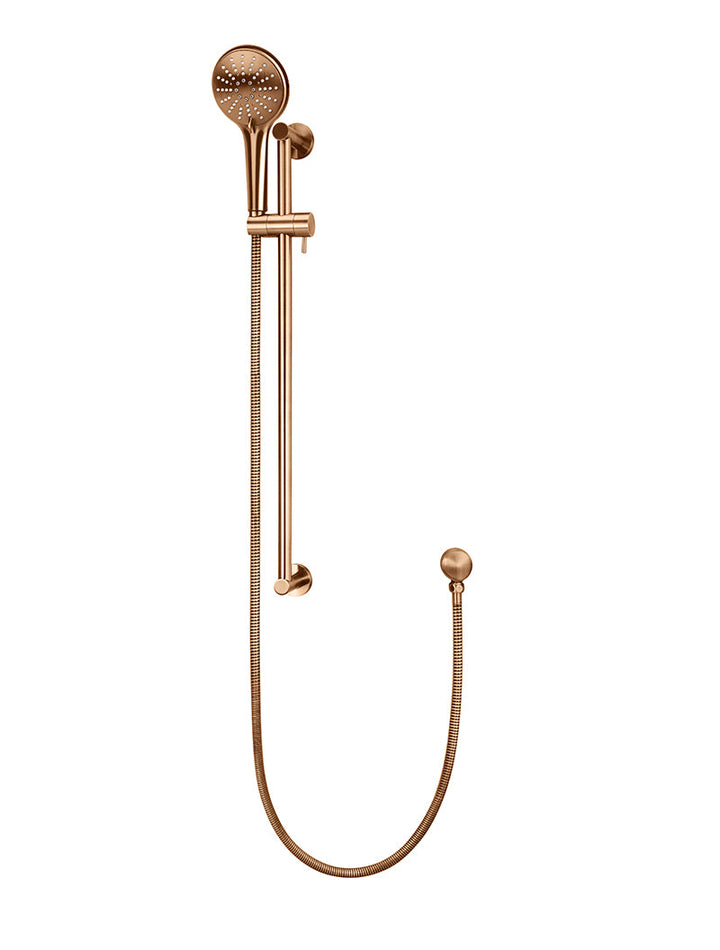 Round Three Function Hand Shower on Rail Column - Lustre Bronze