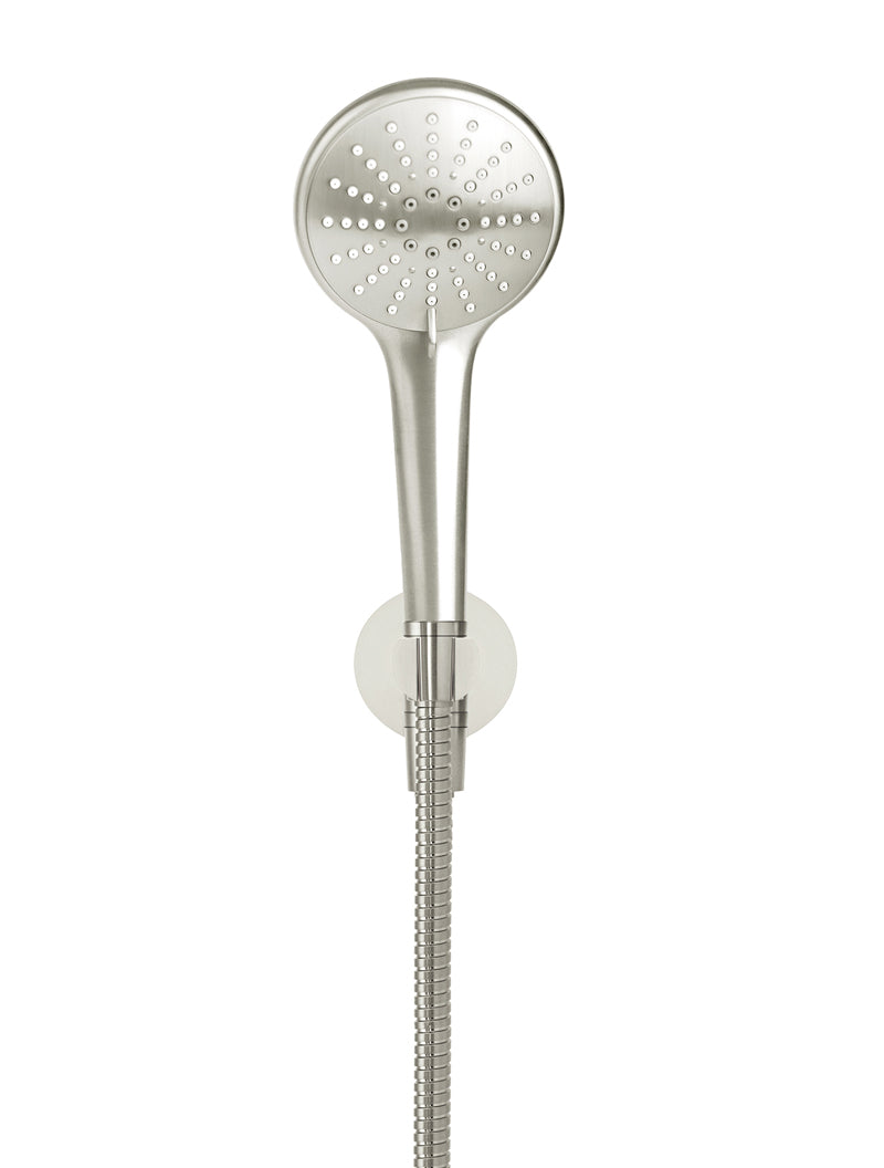 Round Three Function Hand Shower on Fixed Bracket - PVD Brushed Nickel studio