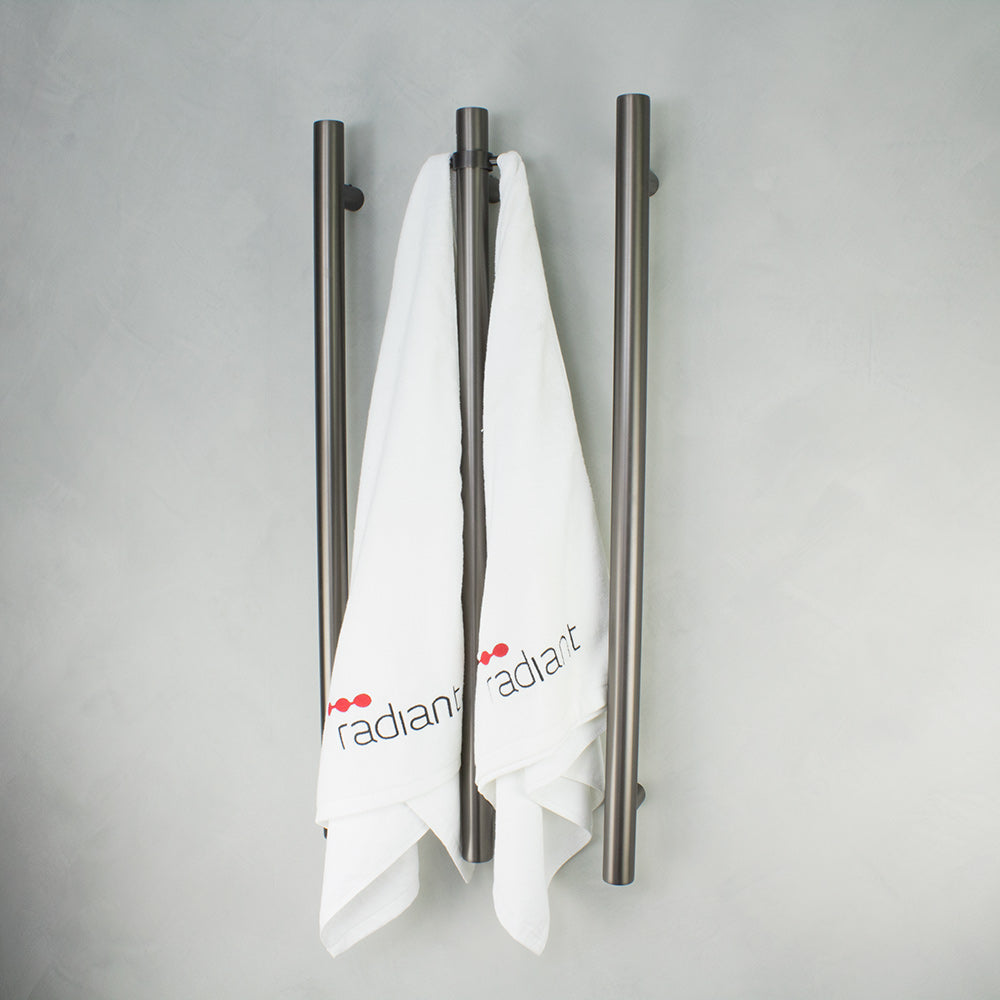 Radiant Heated Vertical Towel Rail 40 x 950mm - gmg-vtr-950-3barsandtowel