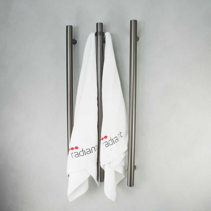 Radiant Heated Vertical Towel Rail 40 x 950mm - gmg-vtr-950-3barsandtowel