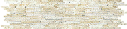 Natural Split Plus Botticino Marble Mosaic tile face, 600 x 150 mm