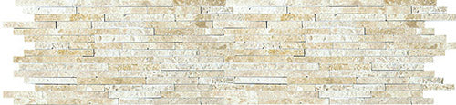 Natural Split Plus Botticino Marble Mosaic tile face, 600 x 150 mm
