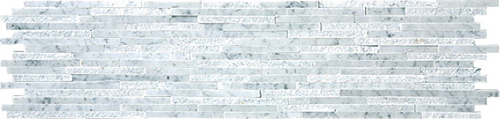 Natural Split Plus Carrara Marble Mosaic tile face, 600 x 150 mm