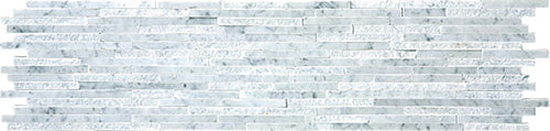 Natural Split Plus Carrara Marble Mosaic tile face, 600 x 150 mm
