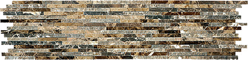 Natural Split Plus Emperador Dark Marble Mosaic tile face, 600 x 150 mm