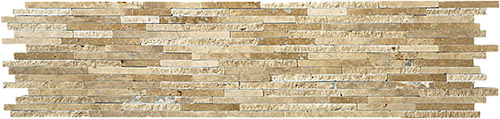 Natural Split Plus Travertine Noce Travertine Mosaic tile face, 600 x 150 mm