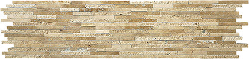 Natural Split Plus Travertine Noce Travertine Mosaic tile face, 600 x 150 mm