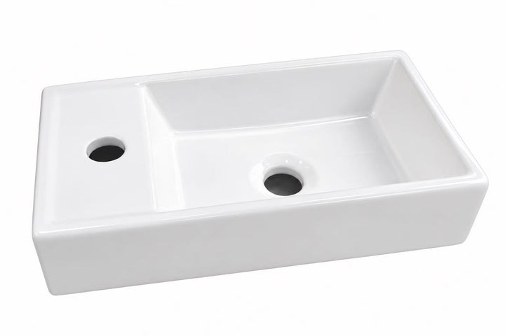 Above Counter Ceramic Basin Left Hand 400 x 220 x 100mm - Gloss White 2