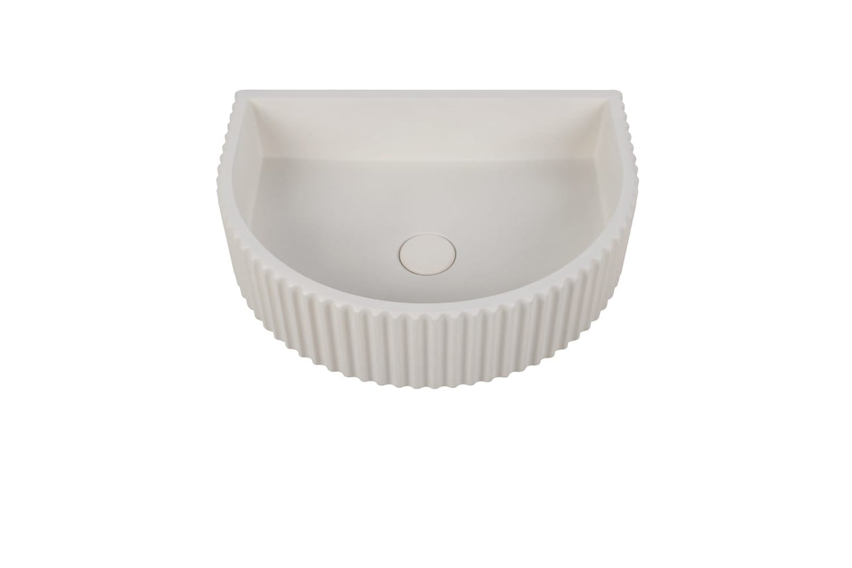 Arch Fluted Above Counter Concrete Basin - Matte White 1