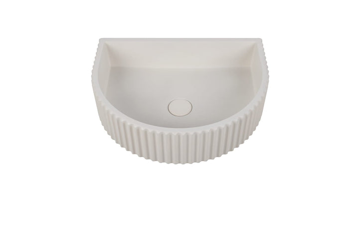 Arch Fluted Above Counter Concrete Basin - Matte White 1