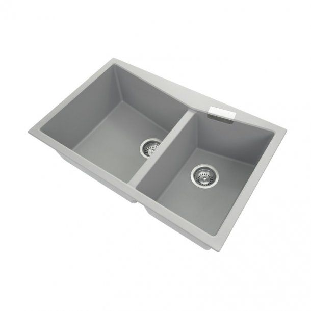 CGDB3220 Double Bowl Granite Sink 800 x 500 x 220mm - Concrete Grey 1