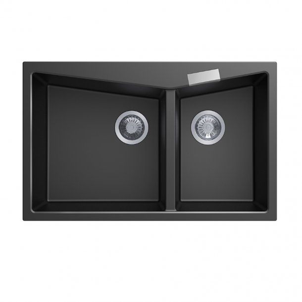 CGDB3220 Double Bowl Granite Sink 800 x 500 x 220mm - Deep Black 1