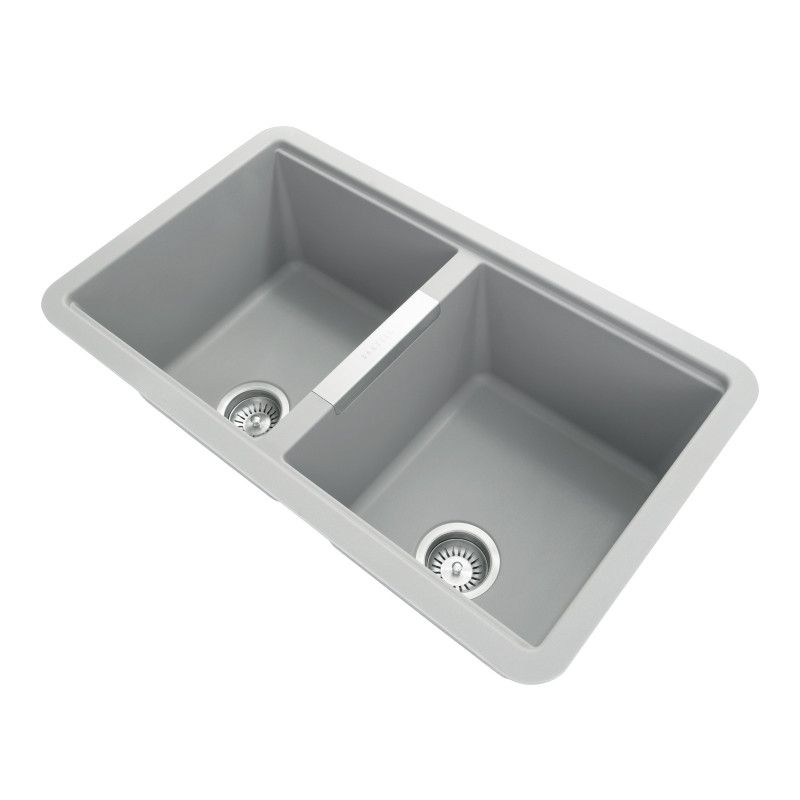Double Bowl Granite Sink 824 x 481 x 241mm - Concrete Grey 1