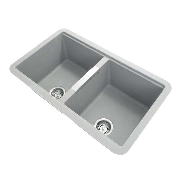 Double Bowl Granite Sink 824 x 481 x 241mm - Concrete Grey 1