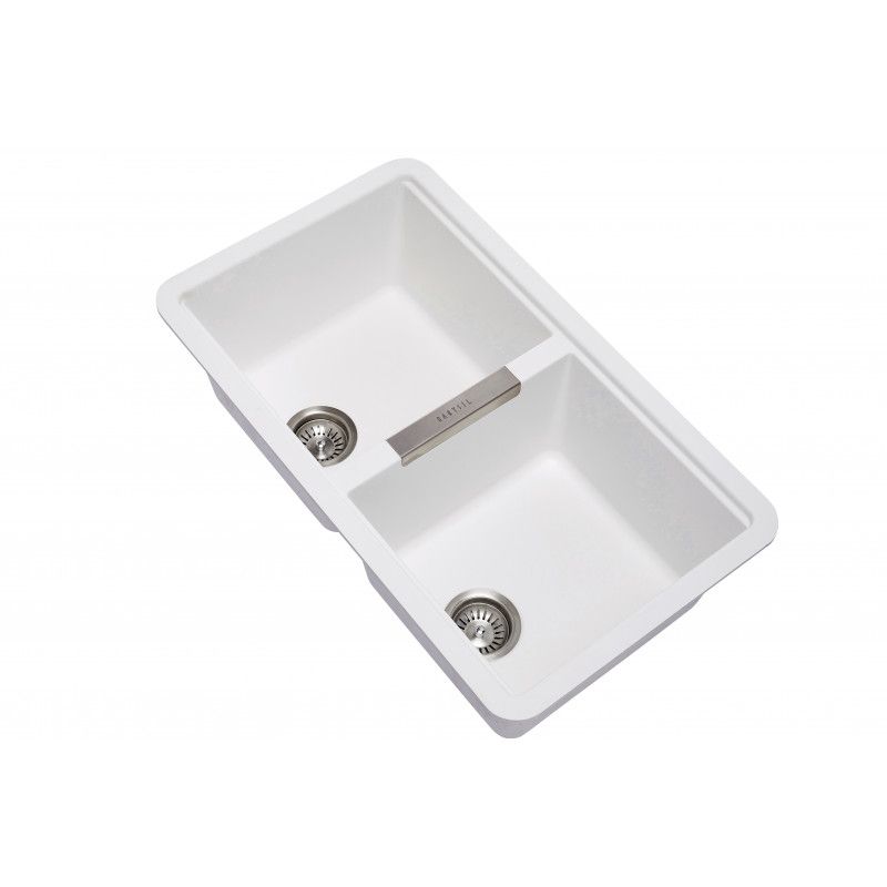 Double Bowl Granite Sink 824 x 481 x 241mm - Snova White 1