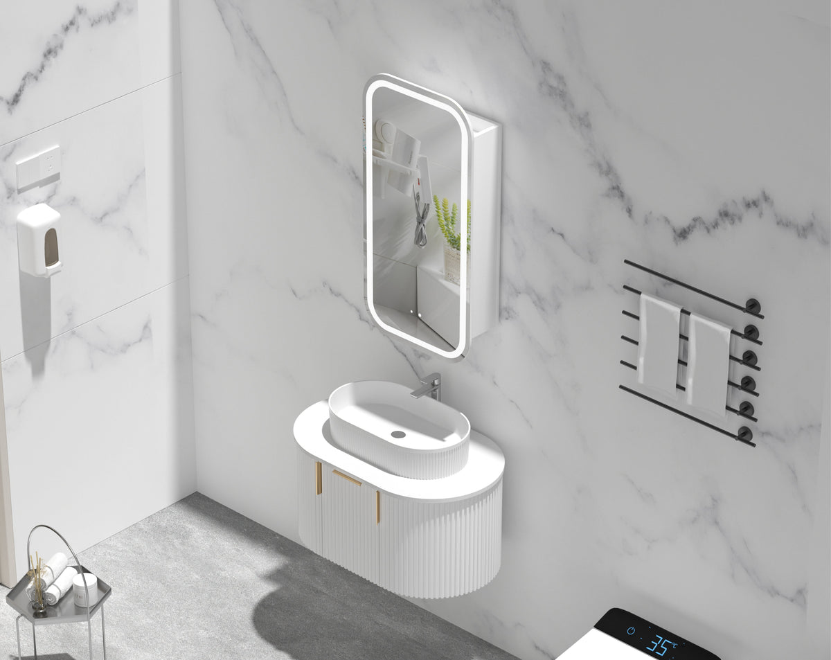 Earls Squircle LED Shaving Cabinet 450 x 900mm - Matte White 3