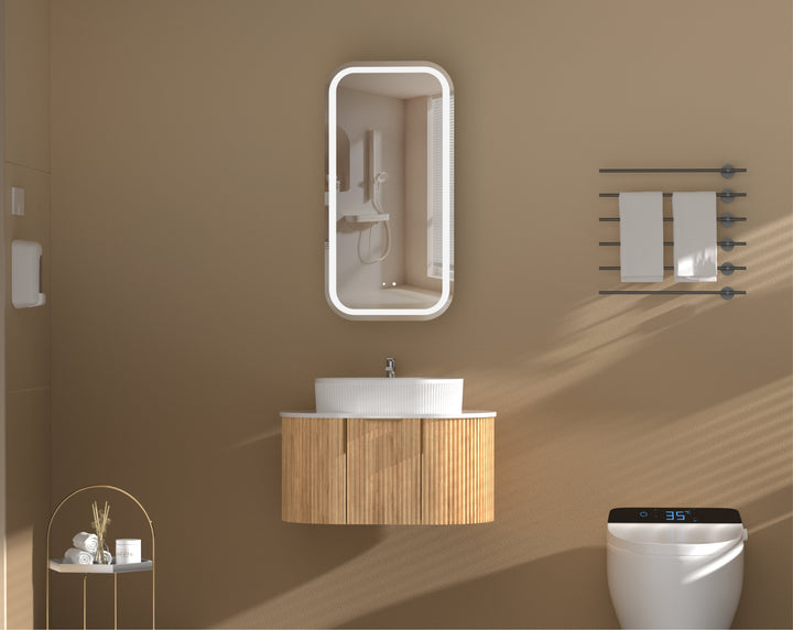 Earls Squircle LED Shaving Cabinet 450 x 900mm - Walnut 2