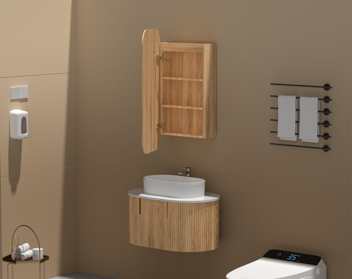 Earls Squircle LED Shaving Cabinet 450 x 900mm - Walnut 4