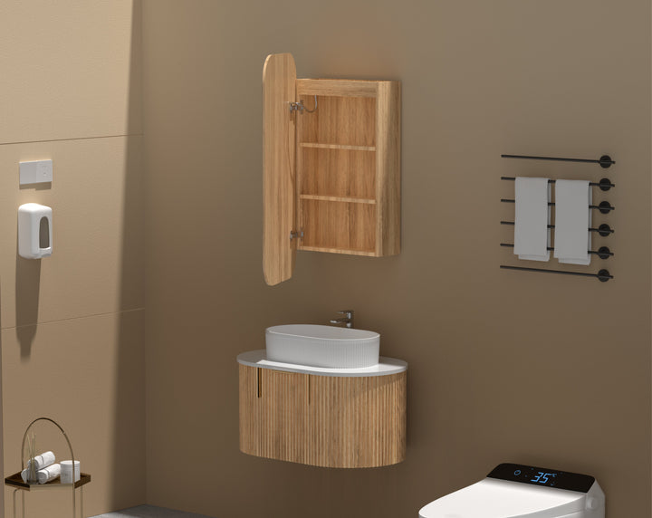 Earls Squircle LED Shaving Cabinet 450 x 900mm - Walnut 4