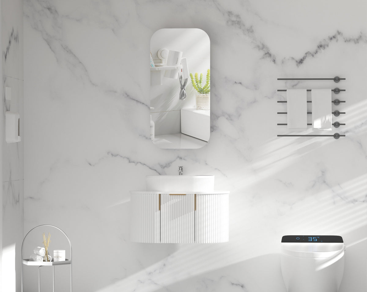 Earls Squircle Shaving Cabinet 450 x 900mm - Matte White 2
