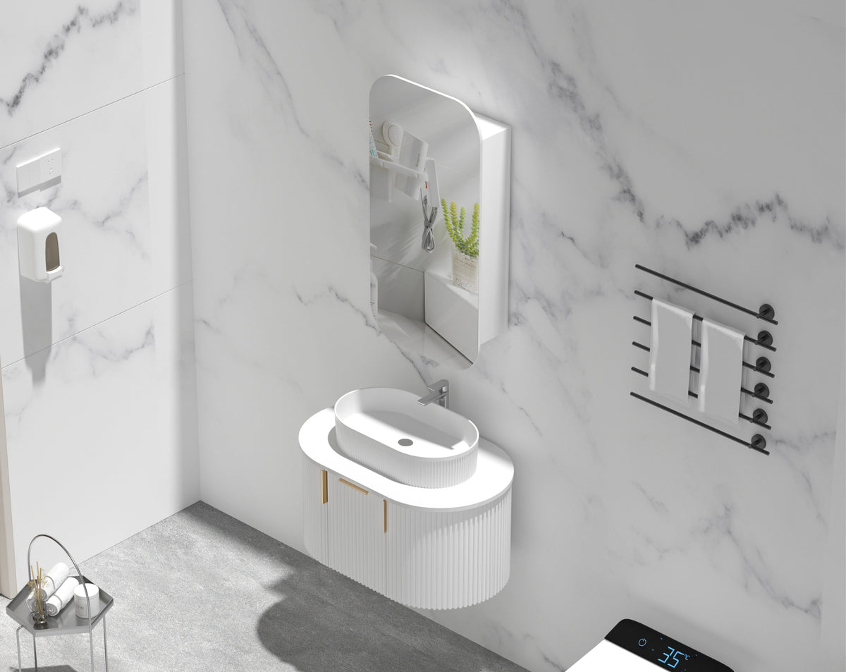 Earls Squircle Shaving Cabinet 450 x 900mm - Matte White 3