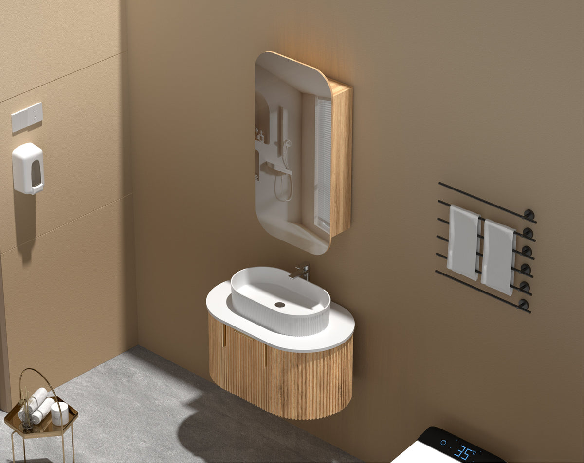 Earls Squircle Shaving Cabinet 450 x 900mm - Walnut 3