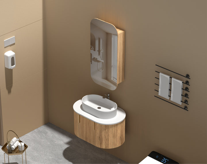 Earls Squircle Shaving Cabinet 450 x 900mm - Walnut 3