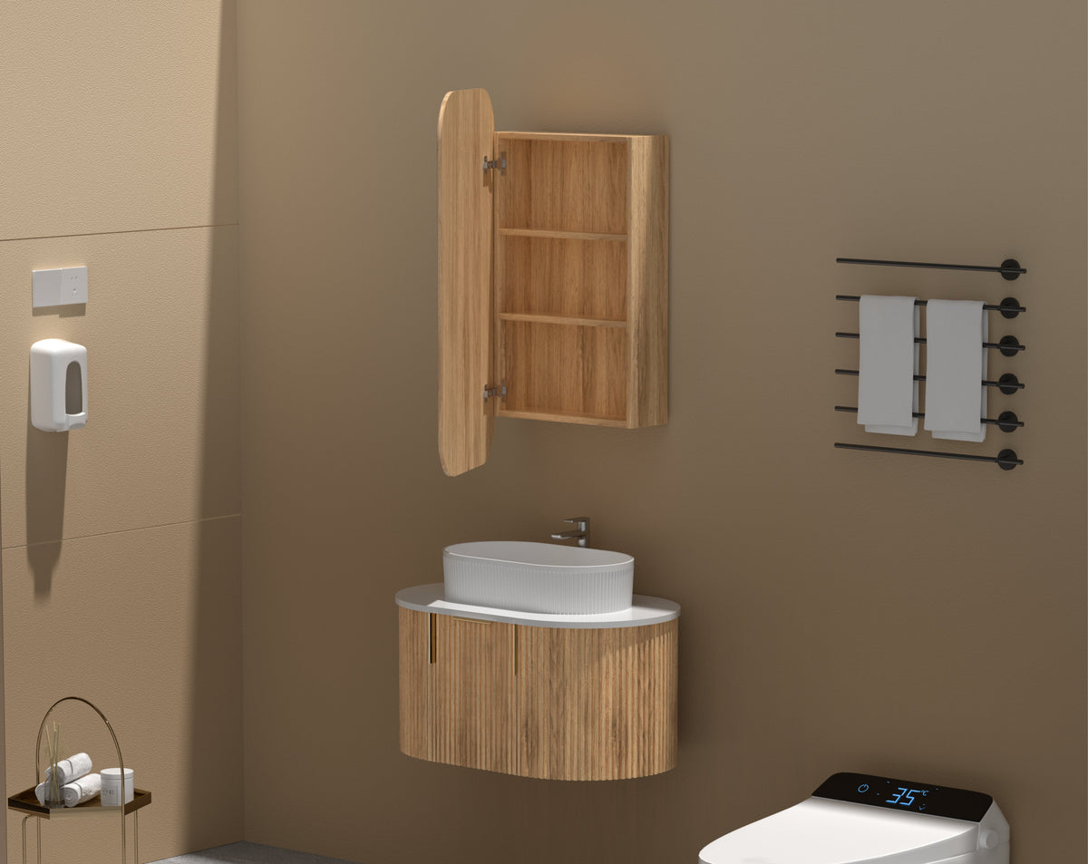 Earls Squircle Shaving Cabinet 450 x 900mm - Walnut 4