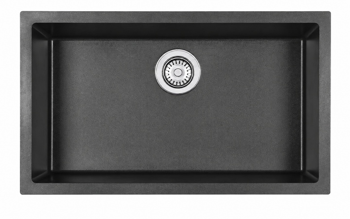 Enigma 100L Single Bowl Granite Sink 780 x 460 x 200mm - Deep Black 1