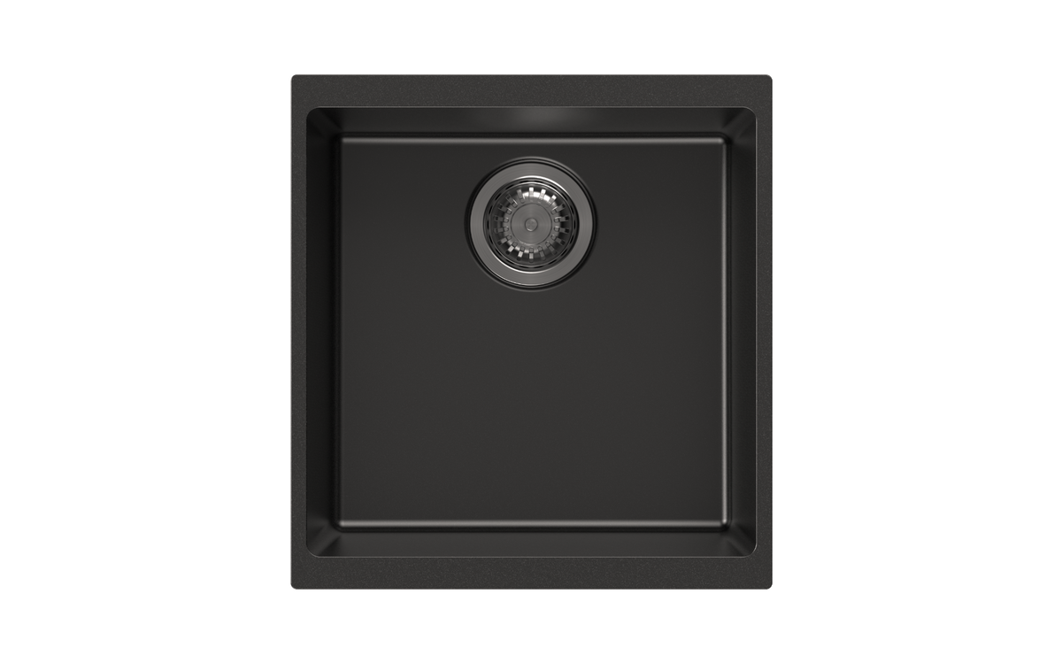 Enigma 100M Single Bowl Granite Sink 430 x 460 x 200mm - Deep Black 1