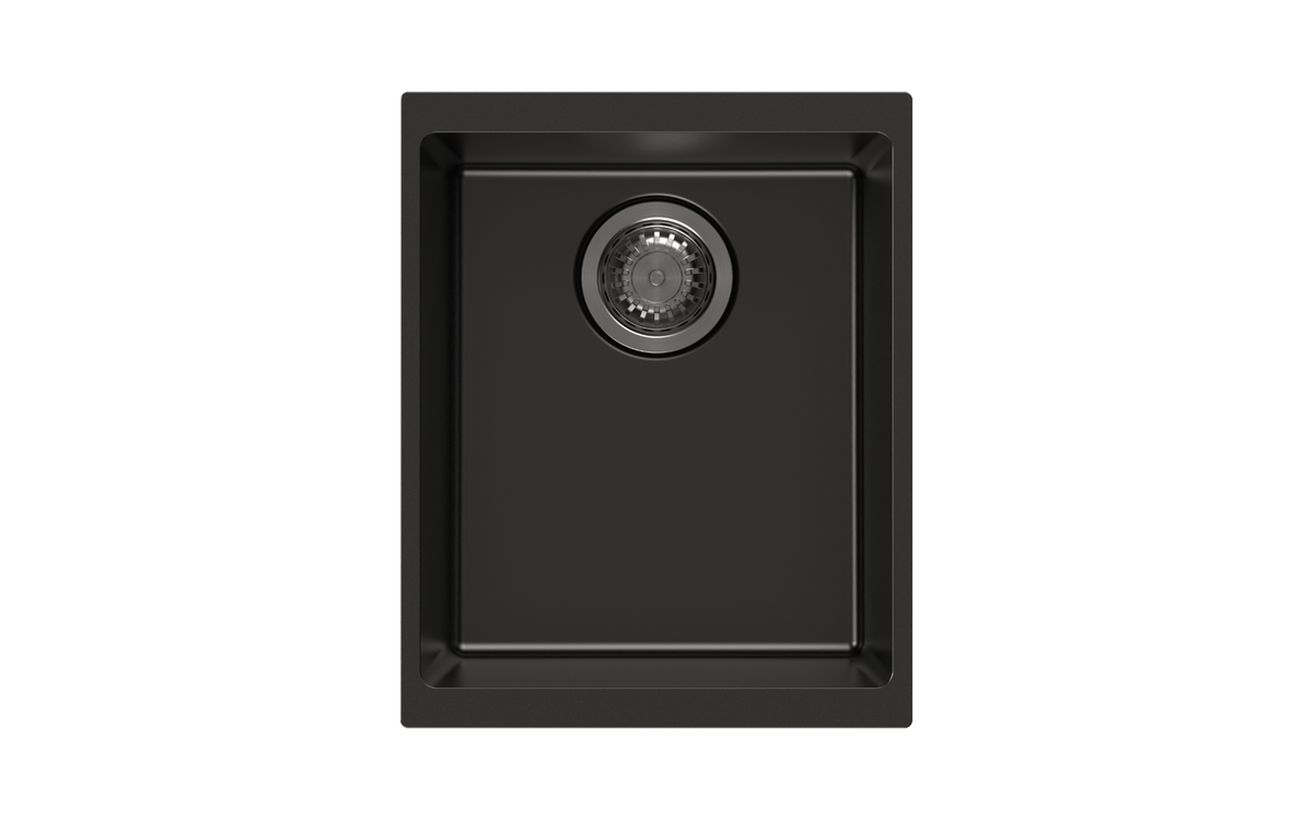 Enigma 100N Single Bowl Granite Sink 370 x 460 x 200mm - Deep Black 1