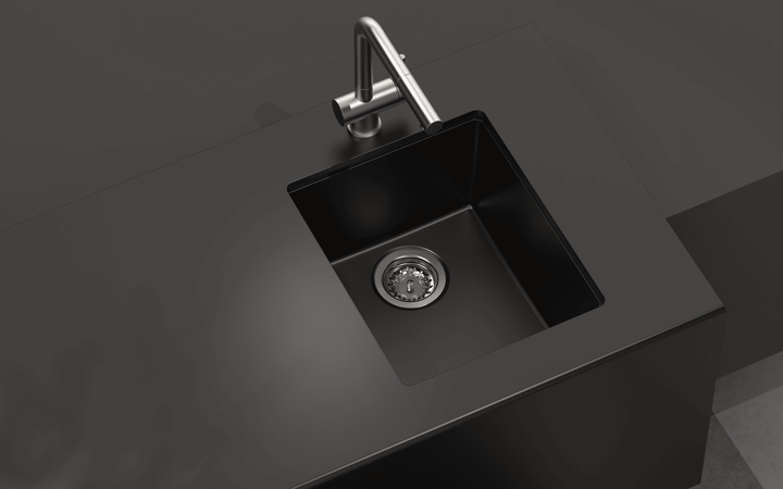 Enigma 100N Single Bowl Granite Sink 370 x 460 x 200mm - Deep Black lifestyle