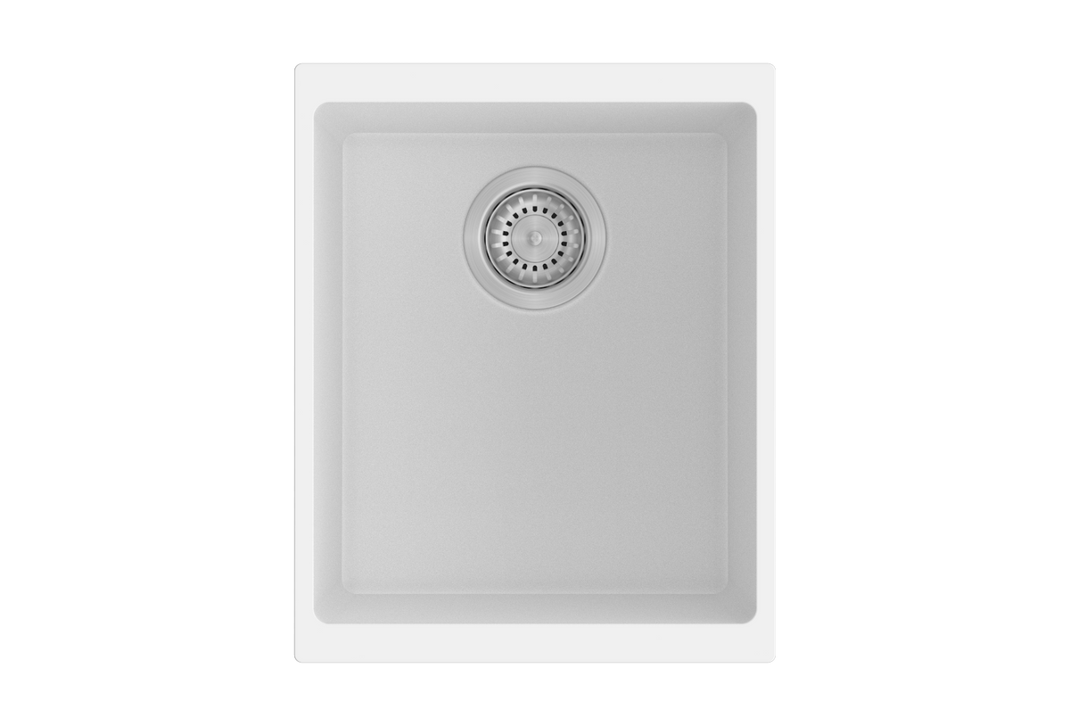 Enigma 100N Single Bowl Granite Sink 370 x 460 x 200mm - Snova White 1