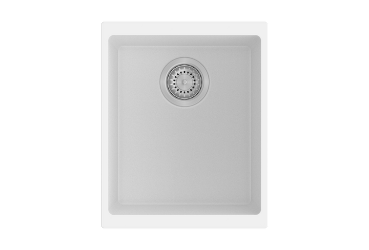 Enigma 100N Single Bowl Granite Sink 370 x 460 x 200mm - Snova White 1