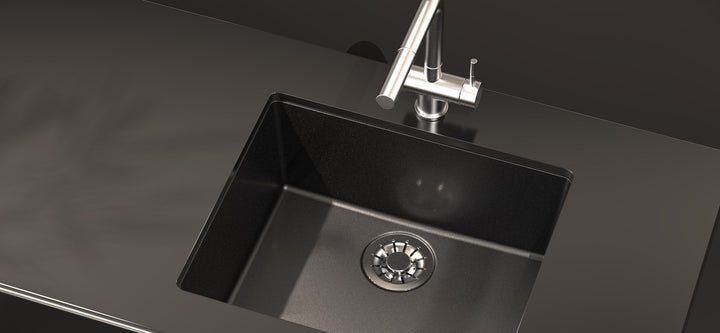 Enigma 100S Single Bowl Granite Sink 530 x 460 x 200mm - Deep Black lifestyle
