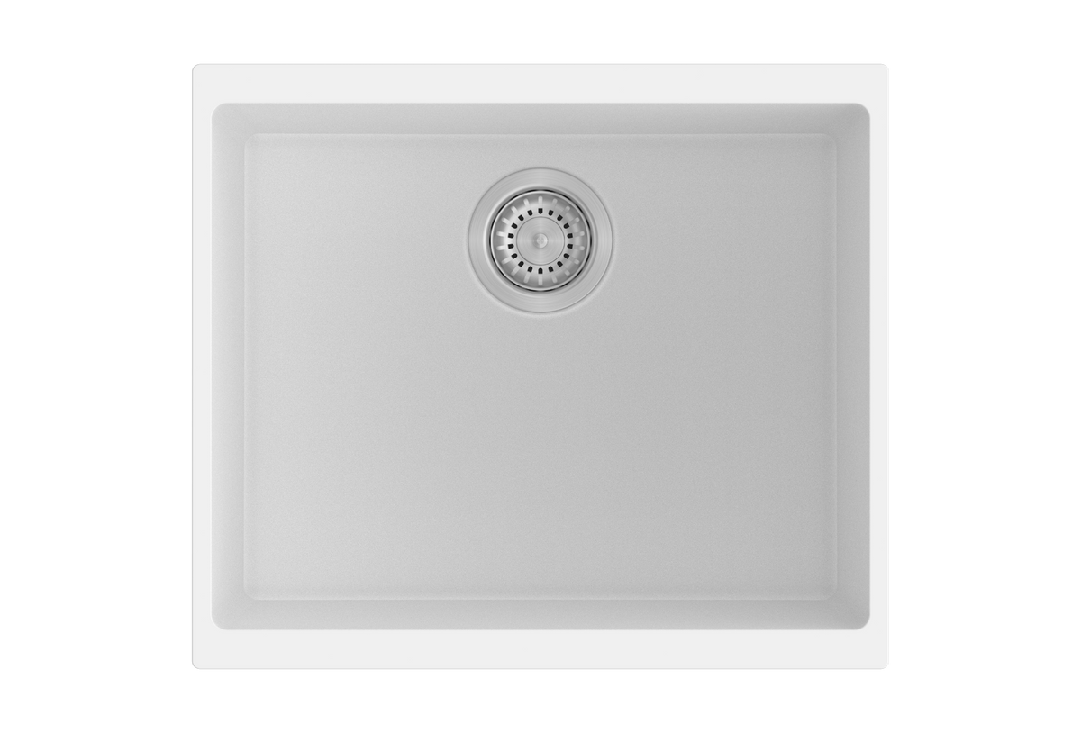 Enigma 100S Single Bowl Granite Sink 530 x 460 x 200mm - Snova White 1