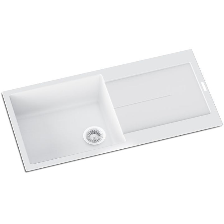 Enigma D100L Single Bowl Granite Sink with Drainboard 1000 x 500 x 200mm - Snova White 1