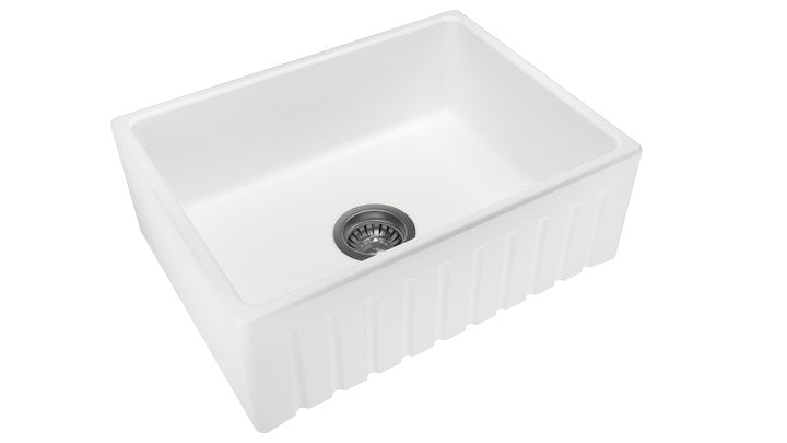 Fine Fireclay Single Bowl Farmhouse Sink 610 x 457mm - Snova White 2
