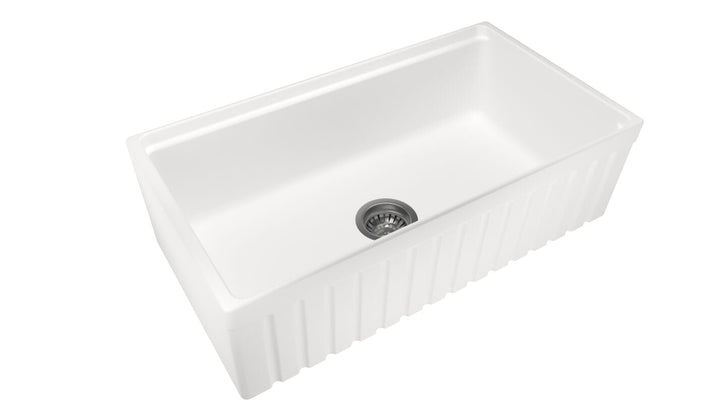 Fine Fireclay Single Bowl Farmhouse Sink 838 x 457 x 232mm - Snova White 1
