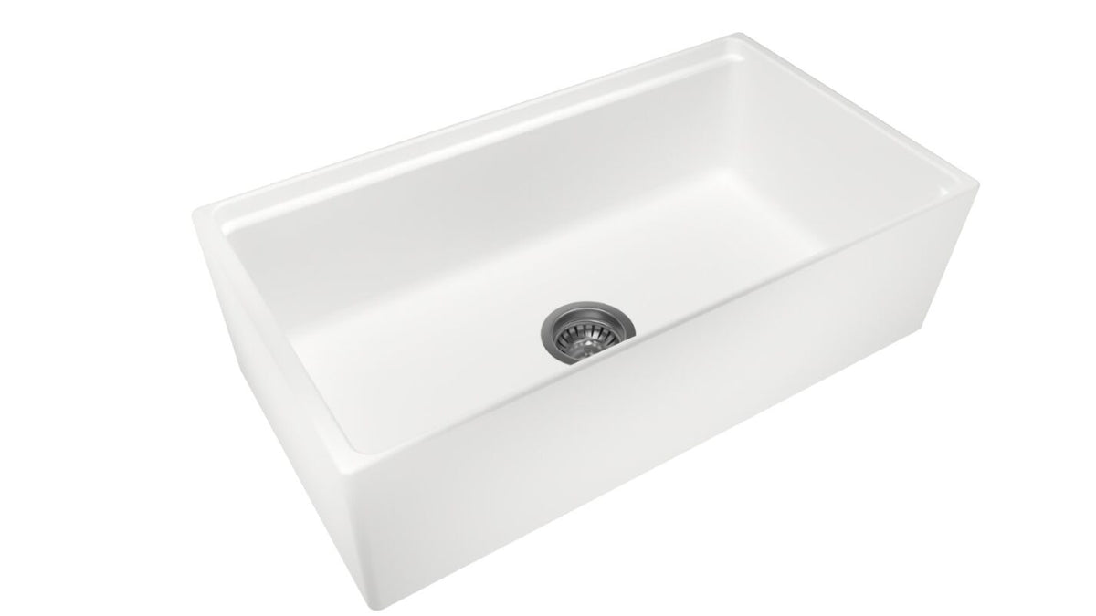 Fine Fireclay Single Bowl Farmhouse Sink 838 x 457 x 232mm - Snova White 2
