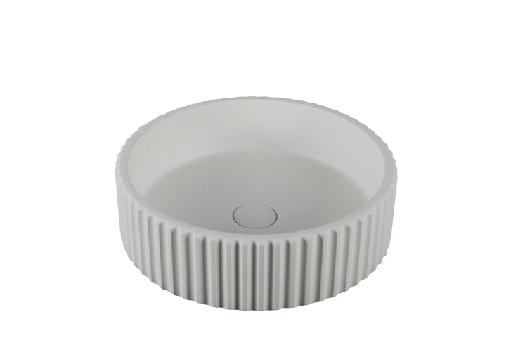 Fluted Above Counter Concrete Basin 400 x 400 x 120mm - Matte White 1