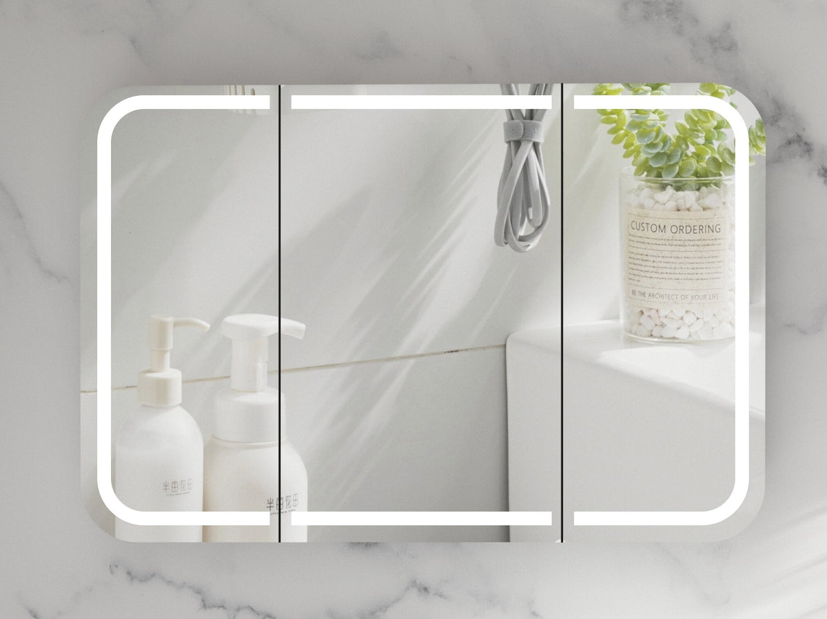 Grand Rounded Rectangle LED Shaving Cabinet 1200 x 800mm - Matte White 1